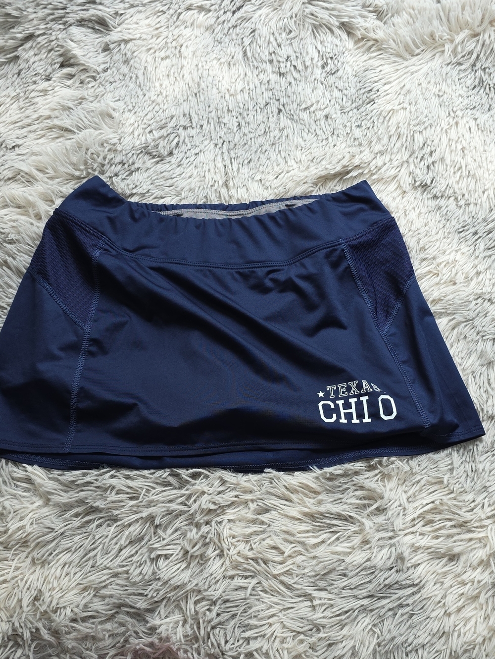 Augusta Sportswear Navy Blue Athletic Skort with White Texas Chi O Print
